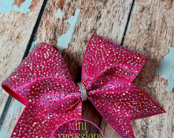 Full Bling Large Satin Rhinestone Cheer Bow