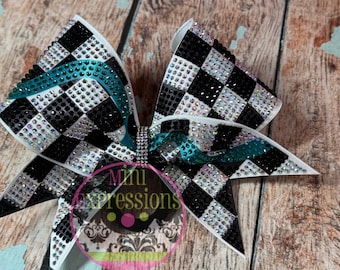 Checkered Rhinestone Cheer Bow Allstar Cheer Cheerleading/ school cheer