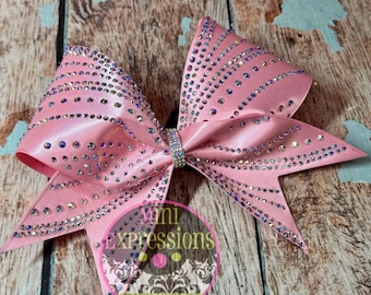 Large Satin Rhinestone Cheer Bow AllStar cheer Cheerleading