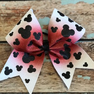 Glitter Mouse ombré Cheer bow Team Bow End of season Bow Allstar cheerleading
