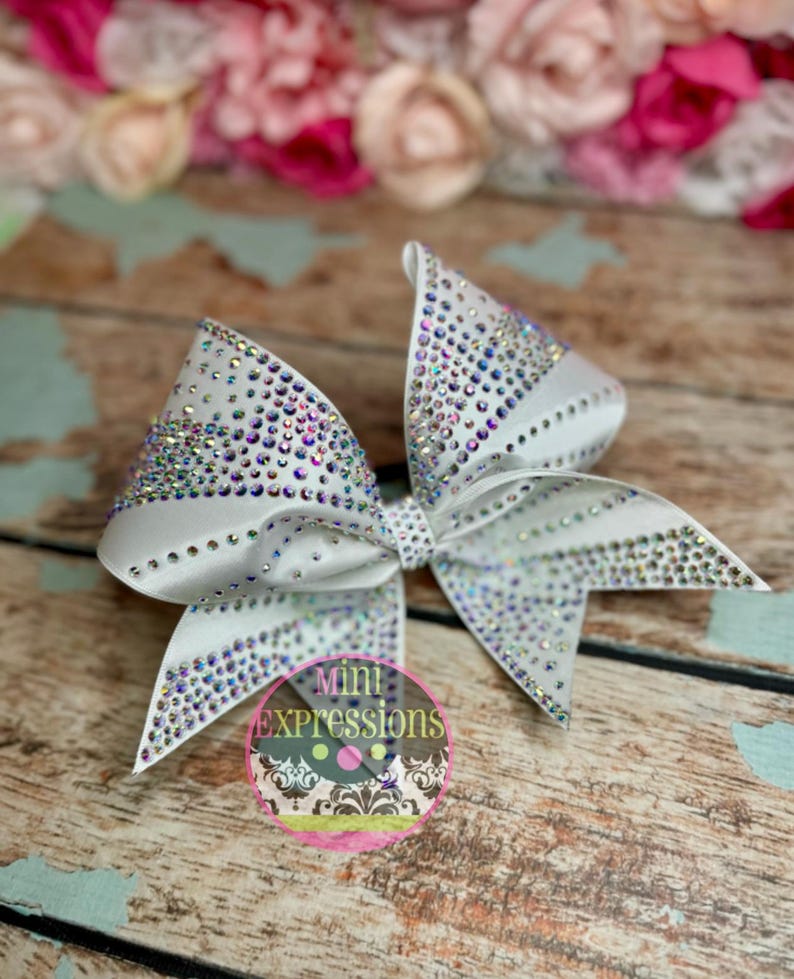 Large Satin Rhinestone Cheer Bow Allstar Cheer Cheerleading - Etsy