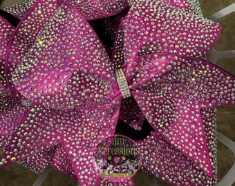 Full Rhinestone Cheer Bow with 3 sizes of stones/ Competition Cheer Bow/ All Star Cheer Bow