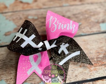 Pink football Cheer bow/ Team bow/ Pinkout school cheer sideline cheer football Breast cancer awareness