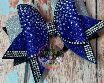 Large rhinestone Tailless Cheer Bow/ Custom Colors/ Competition Cheer/ School Cheer