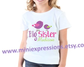 personalised Sibling sisters cute birds personalised T shirt set of 2 