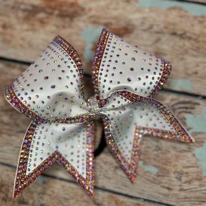 Large Satin Rhinestone Cheer Bow competition bow allstar cheerleader