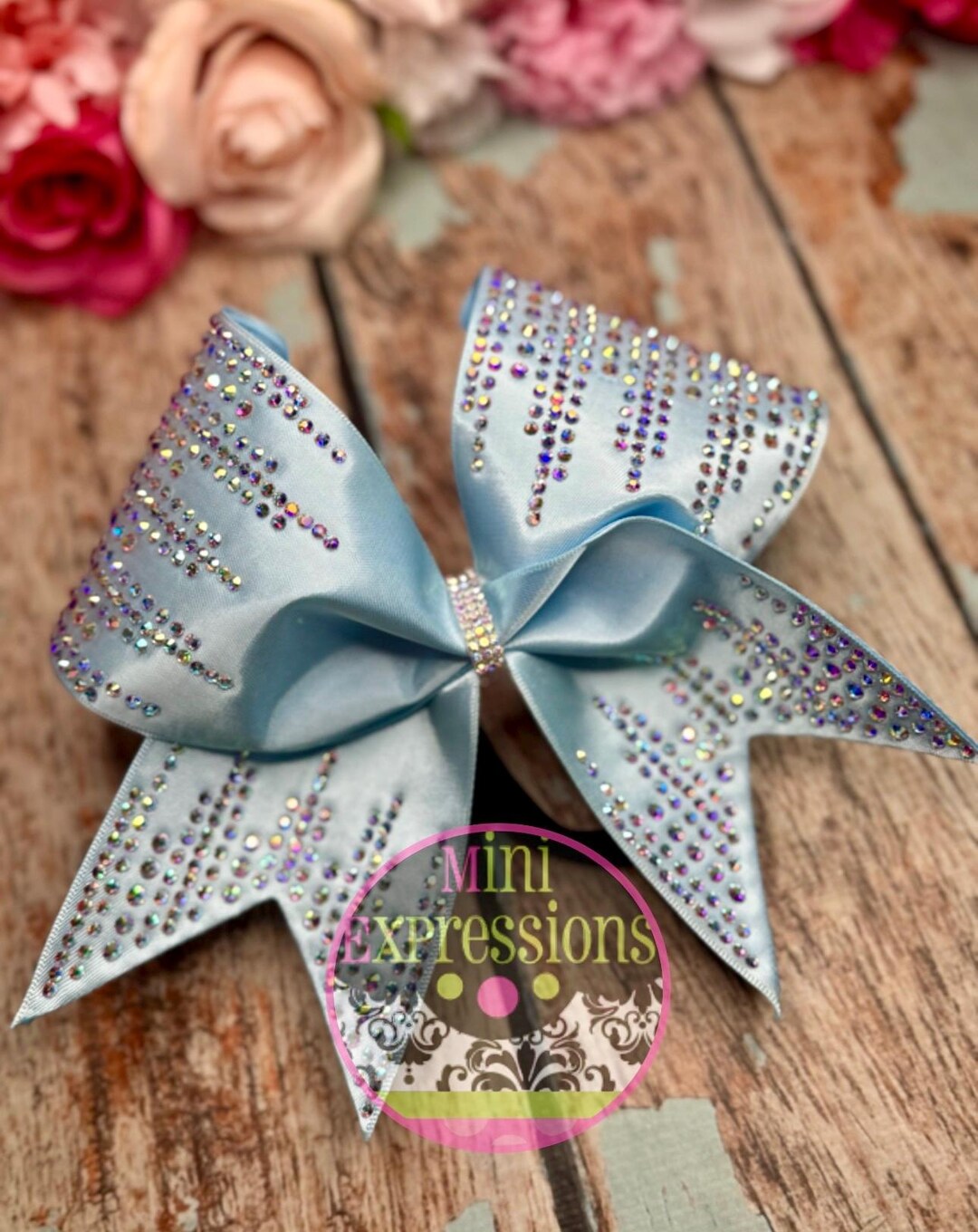 Tech Satin Swirl Rhinestone Cheer Bow/ Cheerleading/ Cheerleader ...