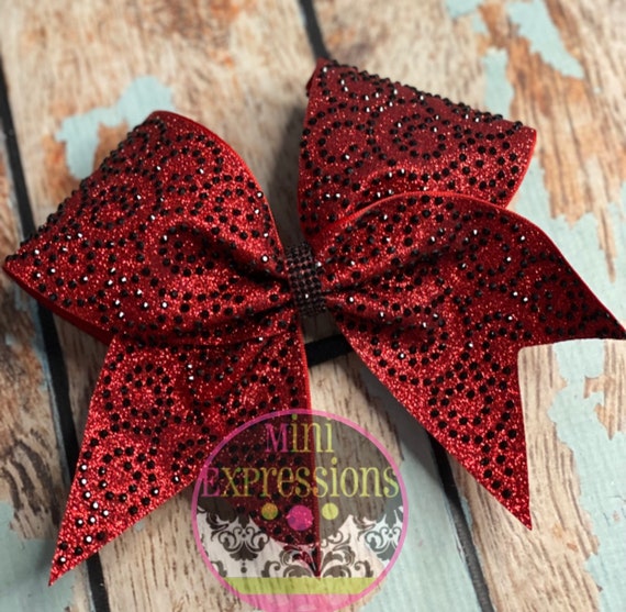 Full Swirls Red and Black Cheer Bow - Etsy display picture 3