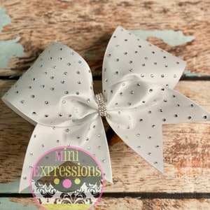 Large Satin Rhinestone Cheer Bow you pick your color