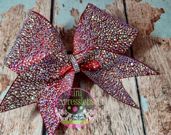 Super Bling Large Satin Rhinestone Cheer Bow with