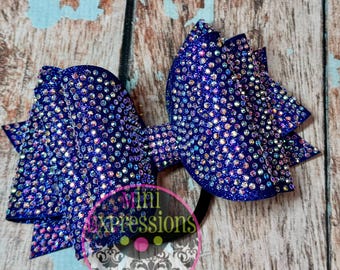 Large rhinestone Tailless Cheer Bow/ Custom Colors/ Competition Cheer/ School Cheer