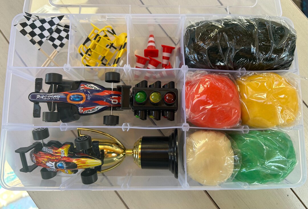Race Track Playdough Kit Sensory Play, Cars & Traffic Cones Etsy