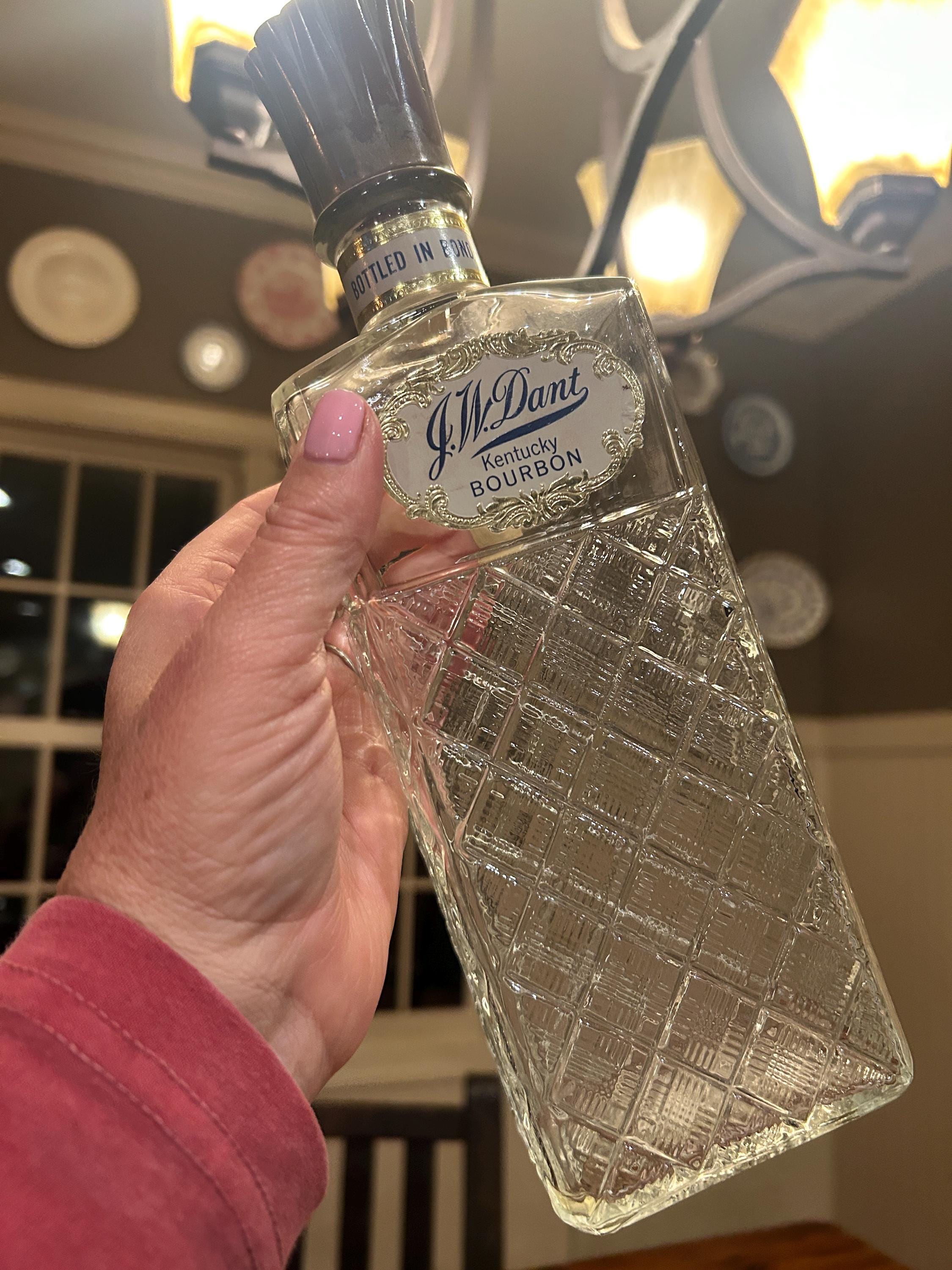 JW Dant Kentucky Bourbon Bottle (empty) by Jim Beam Cut Glass