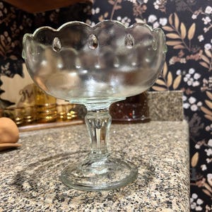 Vintage Indiana Glass Co Teardrop pedestal compote