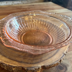 Vintage Hocking Glass Mayfair Open Rose serving dish (pink depression glass)