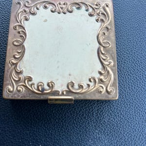 Vintage Helena Rubinstein Baroque Compact | Ornate Square Makeup Compact with Mirror & Puff | Gold-Tone Metal with Scroll Frame Design