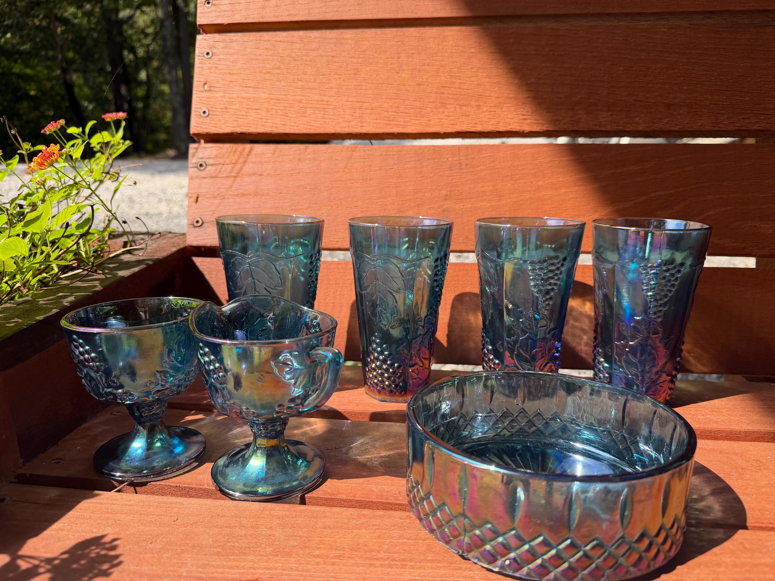 Blue Indiana Glass Carnival Glass - Etsy