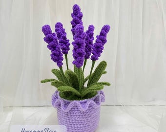 Crochet Lavender Plant in Pot – Handmade Forever Lavender Decor, Calming Desk & Home Gift