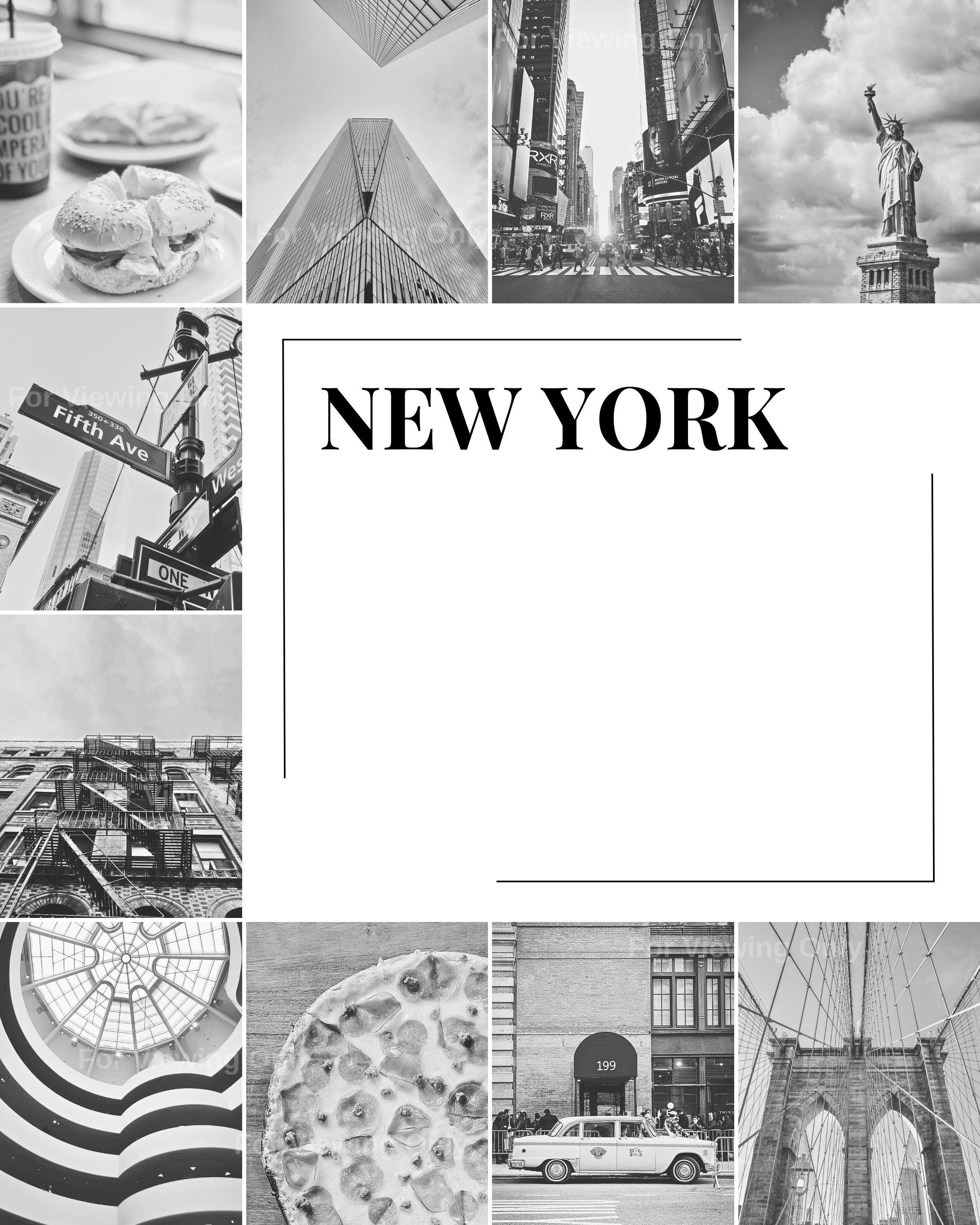 New York City Wall Art – Black and White Triptych Print, Digital ...