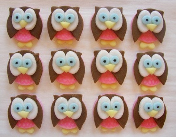 Items Similar To Edible Owl Cupcake Toppers Girl Owl