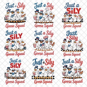 Just a Silly Goose Squad PNG bundle, Funny Patriotic Duck Sublimation Design, 4th of July Animal png,red white blue png,PNG Digital Download