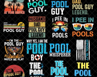 Pacote PNG de Cara Engraçado da Piscina, Sublimação PNG de Verão do Menino da Cabana, Desenhos de Encantador de Piscinas Fazendo Xixi em Piscinas, Lenda da Piscina com Marido e Pai