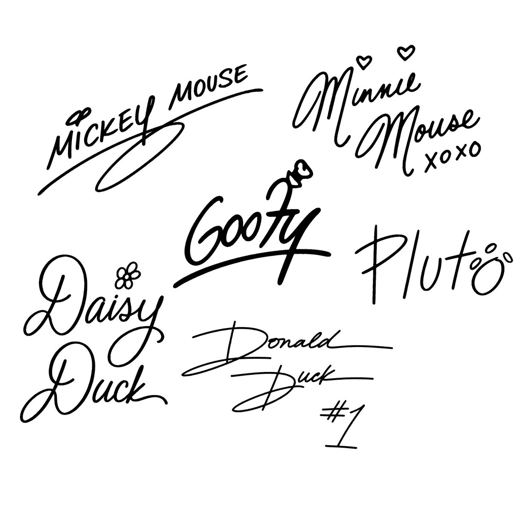 Mouse Friends Character Autograph Svg Png, Character Signatures Svg ...
