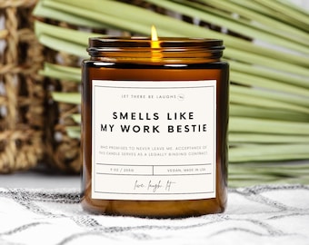 Funny Work Bestie Candle: 9oz Amber Jar, Non-Toxic Gift
