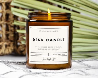 Vela engraçada para escritório: pote âmbar de 9 oz para decoração de mesa
