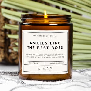 Funny Office Candle-Smells Like The Best Boss-Amber Jar 9oz-Non-toxic-Perfect gift for boss, coworker, friends, family