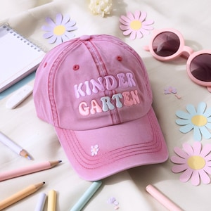 Kindergarten Embroidered Baseball Cap, Teacher Embroidery Washed Hat, Back to School, Teacher Gifts, Teacher Appreciation, Education Gifts