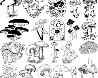 Paddenstoel Svg-bundel, Floral Mushroom Clipart, Magic Svg, Mystic Mushroom Png, Cricut Cut-bestanden, silhouet vectorontwerpen, Boho Clipart