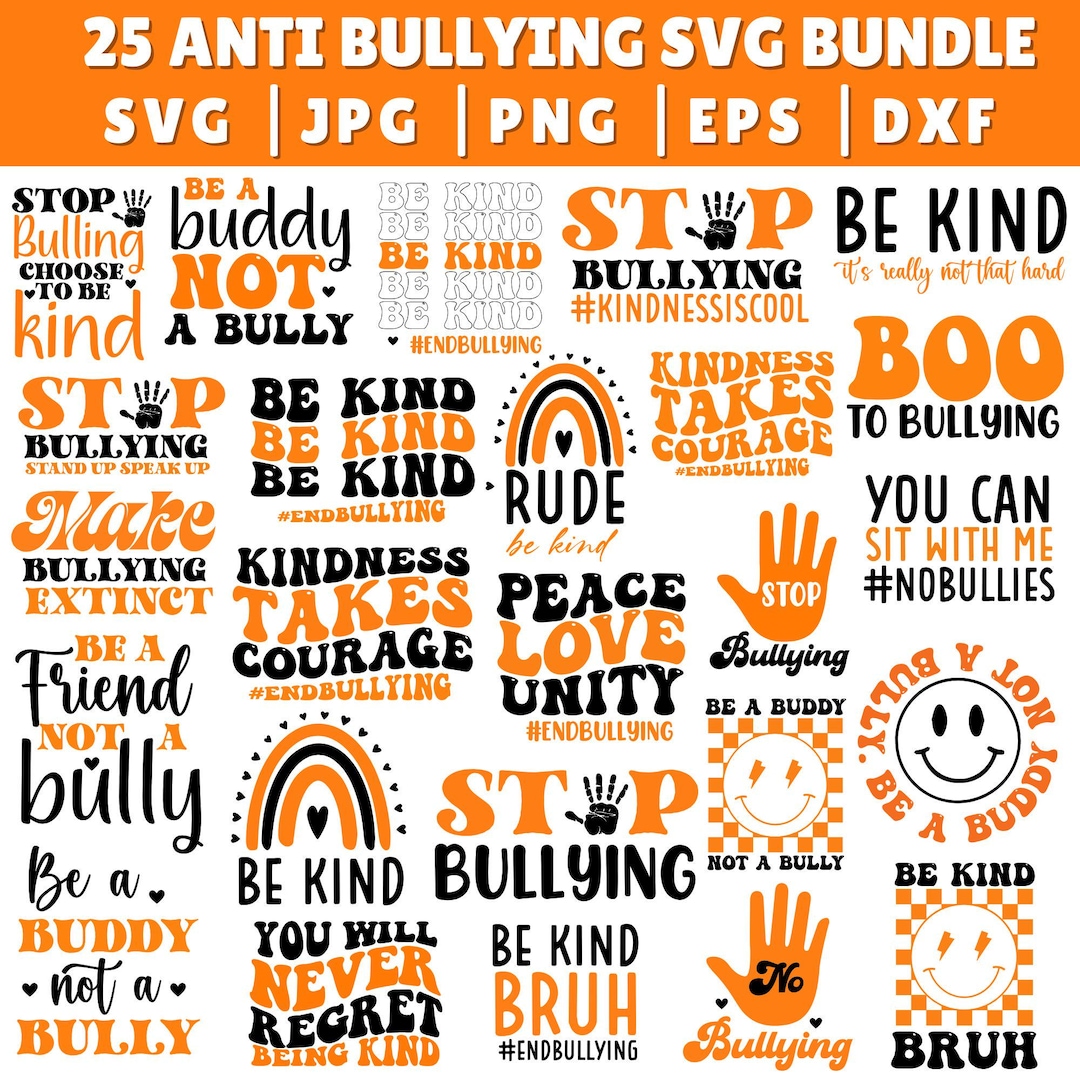 Anti Bully Design Svg Bundle, Be Kind Svg, Stop Bullying Svg, Kindness ...
