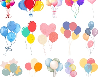 Balloons SVG Bundle, Birthday Balloon Svg, Party Balloons Clipart Png, Cartoon Balloon Vector, Celebration SVG,  Birthday Cricut Cut Files