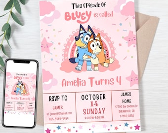 Birthday Girl Invitation, Kids Party Invite, Editable Canva Card, Girl Birthday Printable, Custom Birthday Template, Digital Party Card