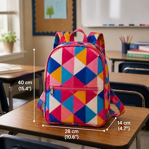 Backpack sewing pattern PDF, printable daypack bag pattern, laptop backpack DIY tutorial, beginner friendly sewing project, digital PDF download with illustrated step-by-step instructions, pattern pieces and cutting layouts, A4 and US Letter printing guidance, compact backpack construction tutorial, zipper sewing project, handmade bag pattern for everyday travel, school, office or thoughtful DIY gift