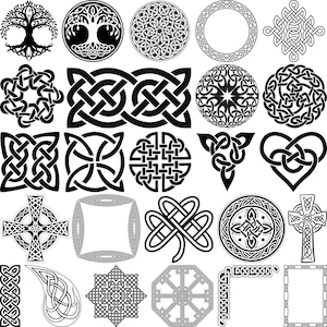 Celtic Knot SVG Bundle, Celtic Clipart, Celtic PNG, Celtic SVG Cut Files for Cricut, Knots Clovers Crosses Bundle, Celtic Symbols Svg