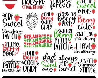Strawberry Svg Bundle, Sweet Berry Svg, Strawberry Quotes Clipart Png, Fruit SVG Designs, Summer Shirt SVG, Cute Berry Svg Cut Files