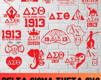 Paquete de imágenes prediseñadas de Delta Sigma Theta, imágenes prediseñadas de AEO de 1913, archivos de corte de Delta 1913, hermandad griega SVG, Sigma Theta PNG, logotipo de Dst SVG, letras griegas SVG