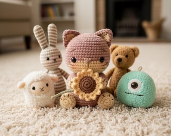 Patrón de gato a crochet (PDF), patrón de gato amigurumi a crochet, patrón de animal a crochet imprimible, muñeco de gato amigurumi, tutorial fácil de gatito de peluche (PDF)