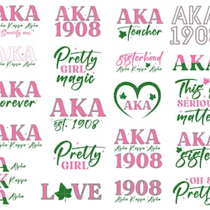 AKA Svg/Png, AKA Letras Svg, Hermandad Alpha Kappa Alpha Svg, Alfabeto Griego Png, Letras Griegas Cricut, Letras Griegas Grandes, AKA 1908 svg