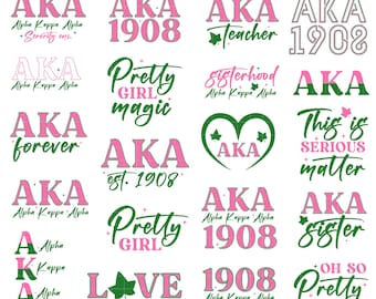 AKA Svg/Png, Aka Letters Svg, Alpha Kappa Alpha Sorority Svg, Greek Alphabet Png, Greek Letters Cricut, Large Greek Letters, AKA 1908 svg
