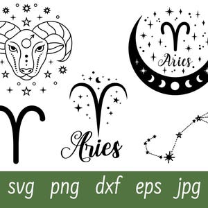 Aries Zodiac Sign Svg Bundle, Astrology Signs Svg, Aries Star Sign, Horoscope PNG, Constellation Symbols, Aries Clipart, Gemini Svg, Zodiac