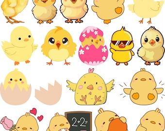 Baby Chicken SVG Bundle, Chick Clipart PNG, Baby Chicken DXF Cut Files, Cute Chicken Vector for Cricut & Silhouette, Farm Animal Svg
