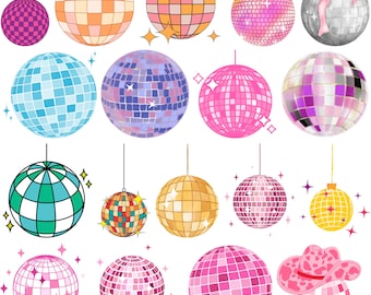 Pacchetto SVG di palla da discoteca, clipart retrò da discoteca, SVG groovy, PNG di palla da discoteca, SVG per feste anni '70, SVG per addio al nubilato, file vettoriali di taglio funky da discoteca