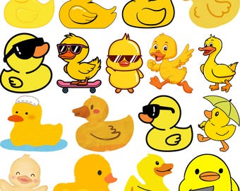 Duck SVG Bundle, Rubber Duck Clipart, Cute Duck SVG Cut Files for Cricut, Yellow Duck PNG, Duck Vector, Baby Duck Silhouette, Cartoon Duck