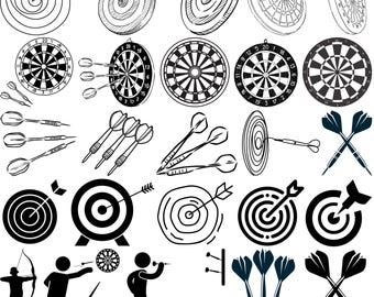 Dart SVG Bundle, Dartboard Svg, Target Clipart, Darts Silhouette PNG, Dart Game Svg Cut Files, Bullseye Vector, Sports Cricut Design Bundle