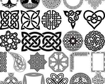 Celtic Knot SVG Bundle, Celtic Clipart, Celtic PNG, Celtic SVG Cut Files for Cricut, Knots Clovers Crosses Bundle, Celtic Symbols Svg
