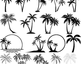 Palm Tree SVG Bundle, Tropical Palm Tree Svg, Palm Tree Silhouette, Palm Tree Clipart, Beach Life Svg, Palm Tree Png, Summer Palm Vector