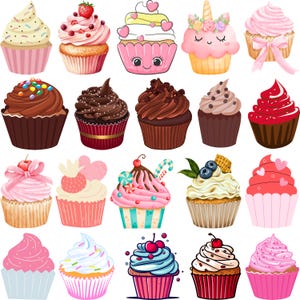 Cupcake SVG Bundle, Cute Cupcake Clipart, Cupcake Silhouette, Birthday Svg, Dessert Svg, Sweet Treats SVG, Cupcake Cricut Files